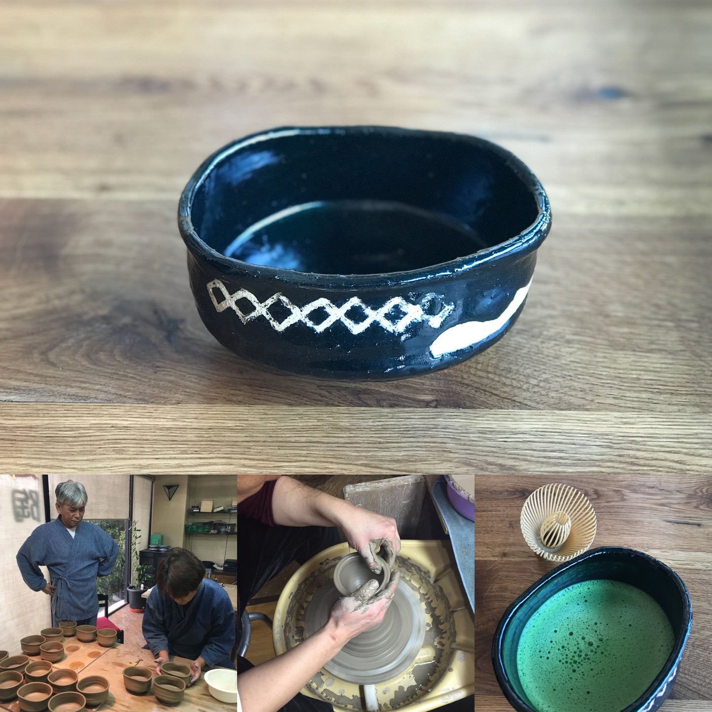Kuro Oribe Kutsugata Chawan 織部沓形茶碗